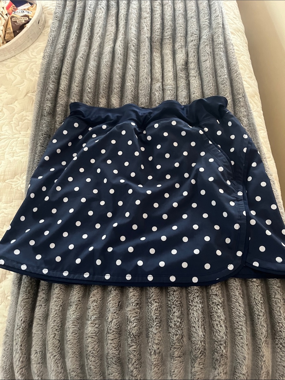 Lands' End Navy and White Polka Dot Skort